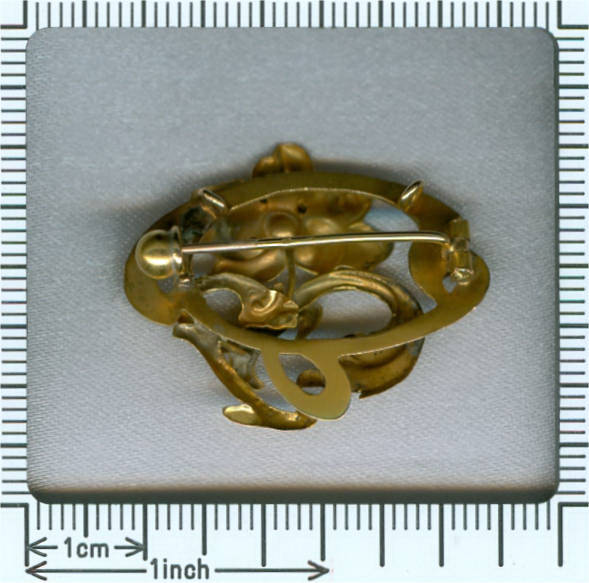 Golden French strong stylistic Art Nouveau brooch (image 2 of 4)
